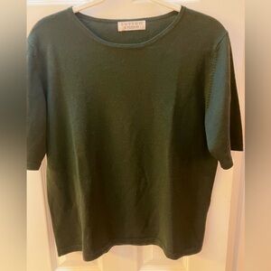 Forest Green Wool Short-sleeve Sweater